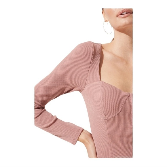 NEW ASTR The Label Blush Pink Hoo & Eye Corset Bodycon Long Sleeve Mini Dress XS - Picture 4 of 10